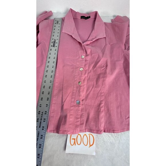 Cut Loose Womens Pink Button-Up Shirt Blouse Large Relaxed 3/4 Sleeve Stretch - Picture 8 of 8